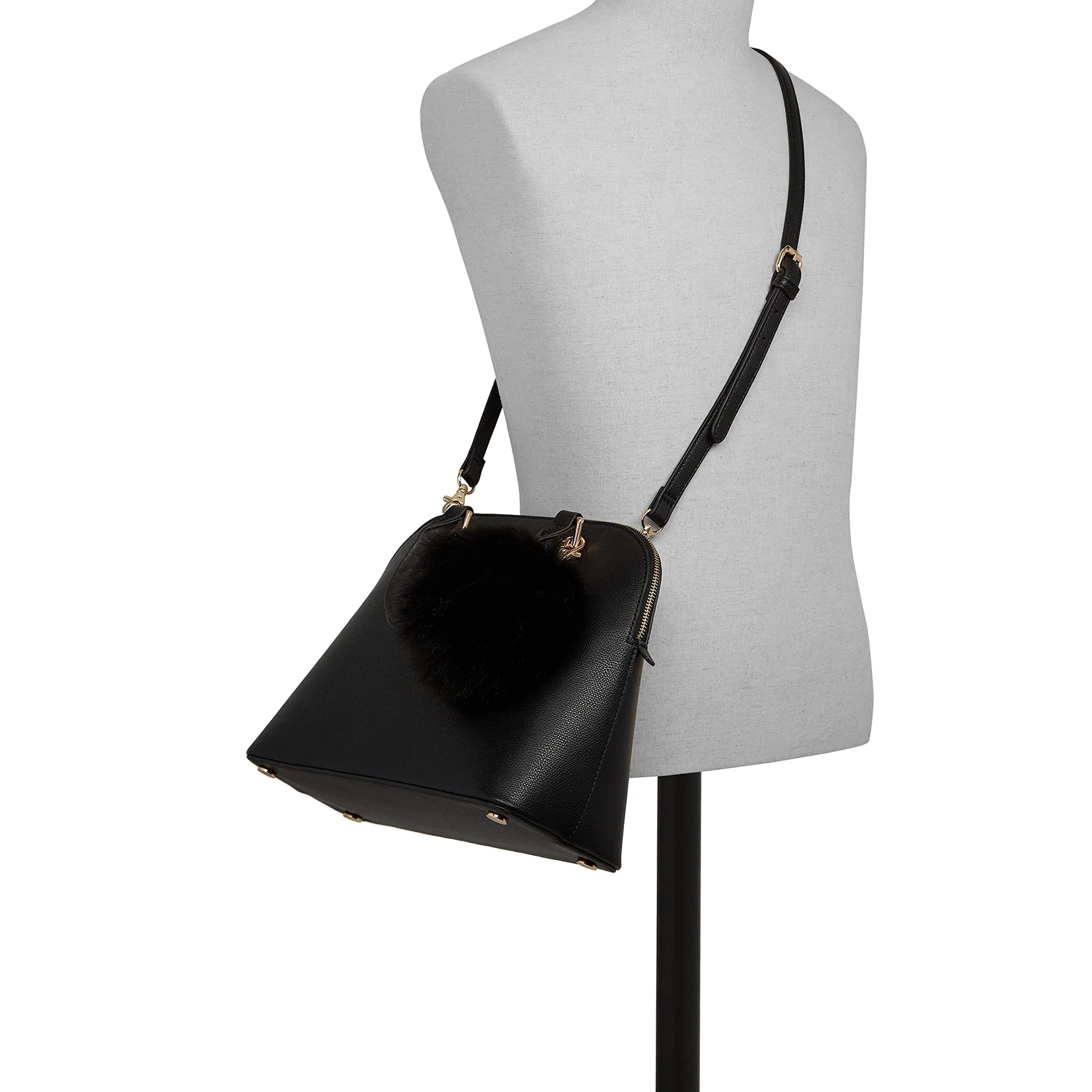 ALDO Women's Galilini Dome Bag, Black | Structured Faux Leather Handbag with Zipper Closure - view 6