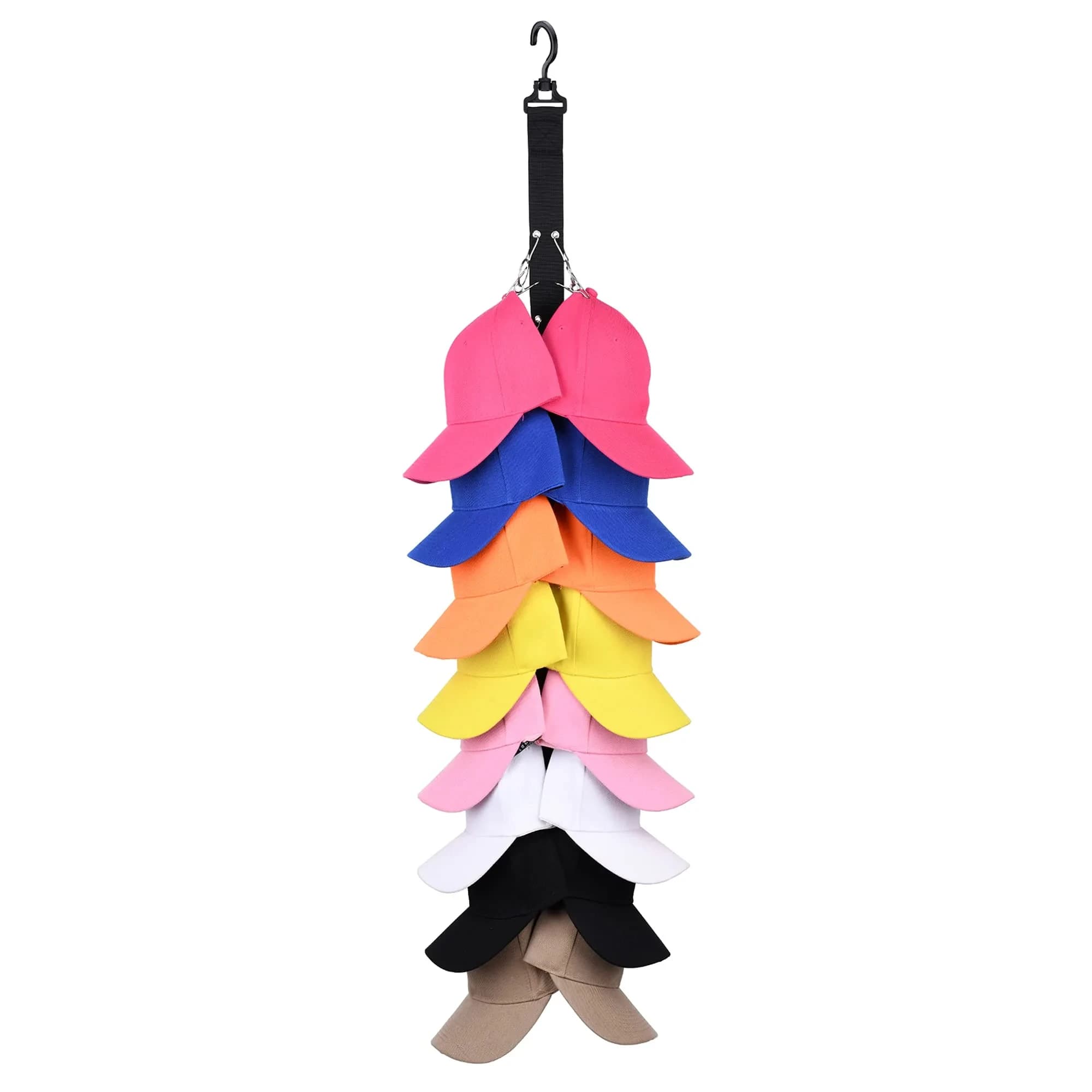 LEVOSHUA Hanging Cap Organizer with 16 Stainless Steel Clips | Black (1 Pack)