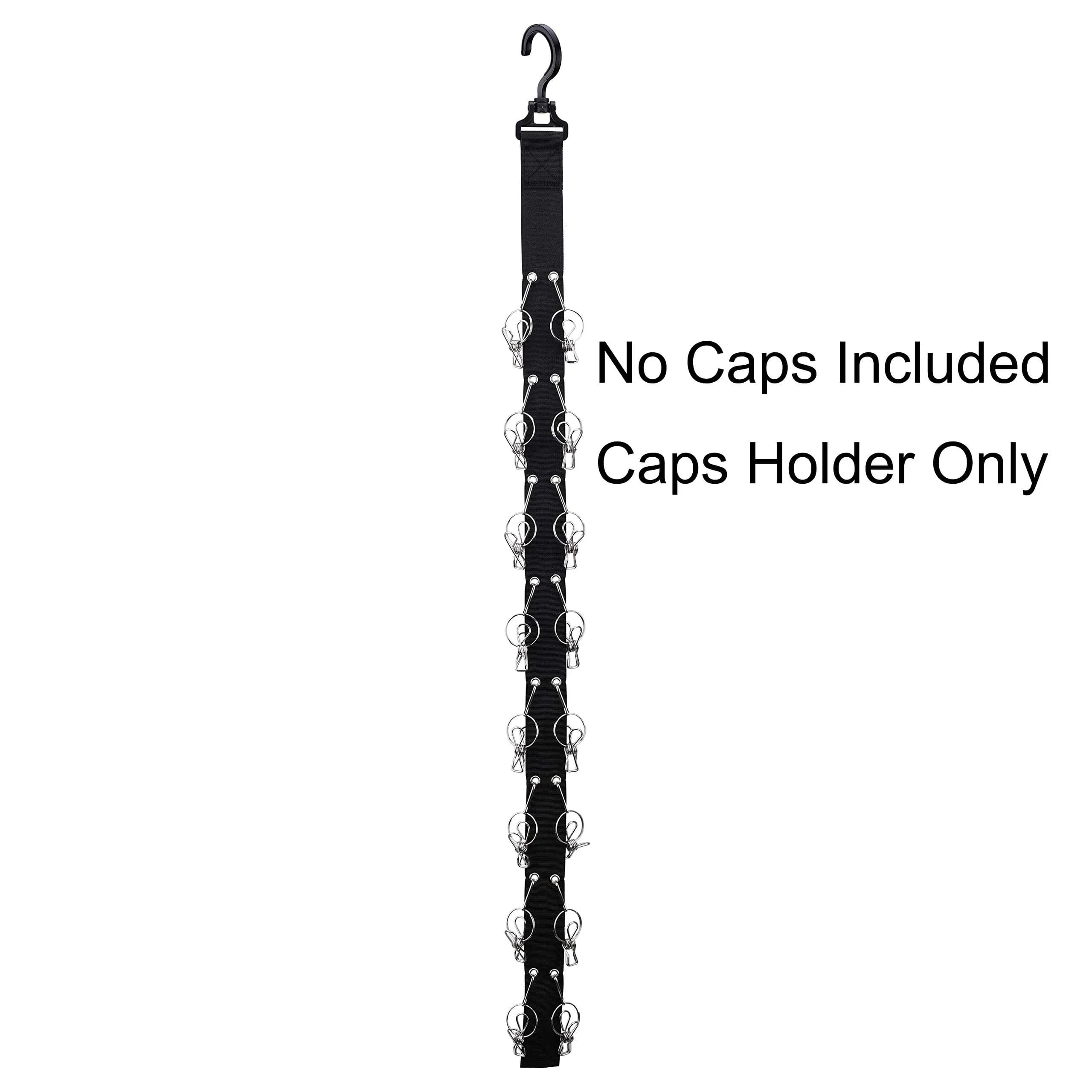 LEVOSHUA Hanging Cap Organizer with 16 Stainless Steel Clips | Black (1 Pack) - view 4