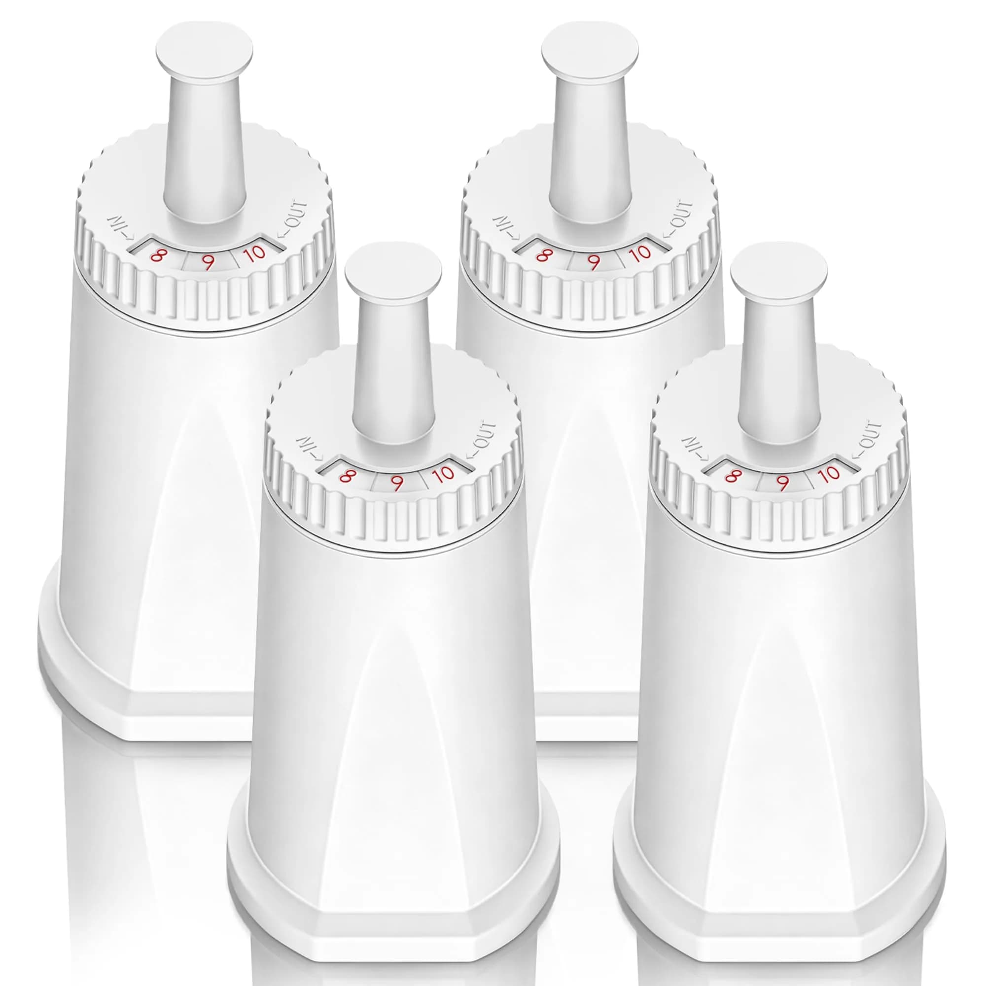 CoreReplace 4 Pack Water Filter for Breville Espresso Machines | Compatible with BES880, BES878, BES990, BES980 & BES920 — White