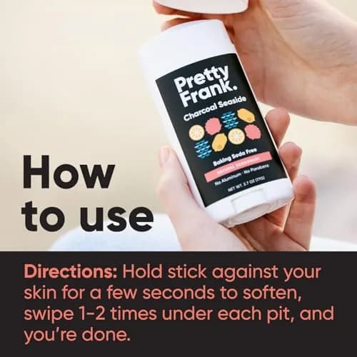 PRETTY FRANK Natural Baking Soda-Free Deodorant Stick, Charcoal Seaside | Sensitive Skin Friendly, Organic Ingredients (70-120 chars) thumbnail 7