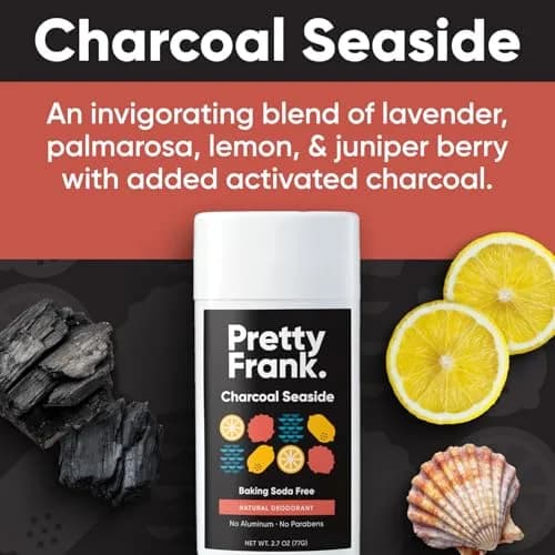 PRETTY FRANK Natural Baking Soda-Free Deodorant Stick, Charcoal Seaside | Sensitive Skin Friendly, Organic Ingredients (70-120 chars) thumbnail 3