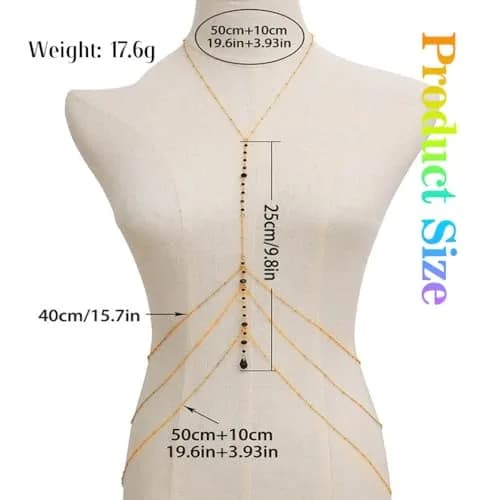 COSYDAYS Gold Body Chain with Rhinestones | Adjustable Bikini Chest Jewelry for Women thumbnail 5