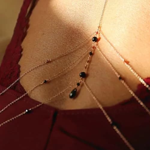 COSYDAYS Gold Body Chain with Rhinestones | Adjustable Bikini Chest Jewelry for Women thumbnail 7