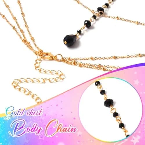 COSYDAYS Gold Body Chain with Rhinestones | Adjustable Bikini Chest Jewelry for Women thumbnail 3