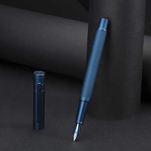 Asvine Dark Blue Forest Fountain Pen Fine Nib with Converter & Metal Case | Smooth Ink Flow thumbnail 8
