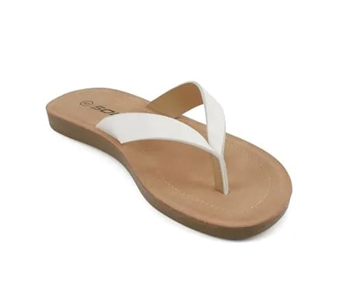 Soda Women Flip Flops Ella White | Casual Beach Thongs with 0.50" Platform thumbnail 6