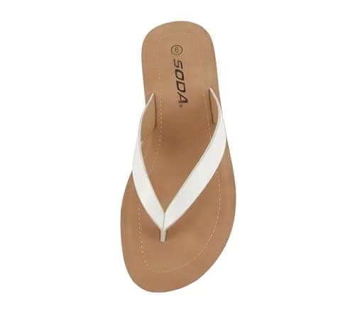 Soda Women Flip Flops Ella White | Casual Beach Thongs with 0.50" Platform thumbnail 7