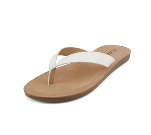 Soda Women Flip Flops Ella White | Casual Beach Thongs with 0.50" Platform thumbnail 2