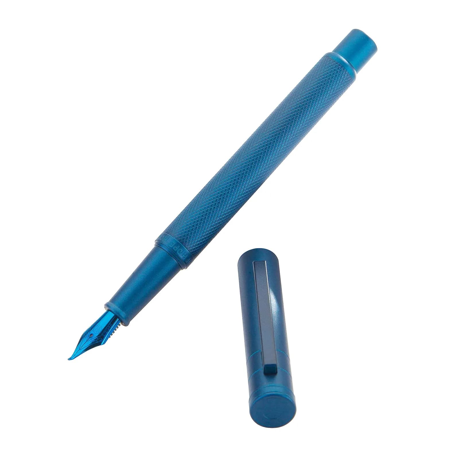 Asvine Dark Blue Fude Pen, Bent Nib Calligraphy Fountain Pen (Fine to Broad) with Converter and Metal Pen Case Set | Smooth Ink Flow Writing Instrument - view 2