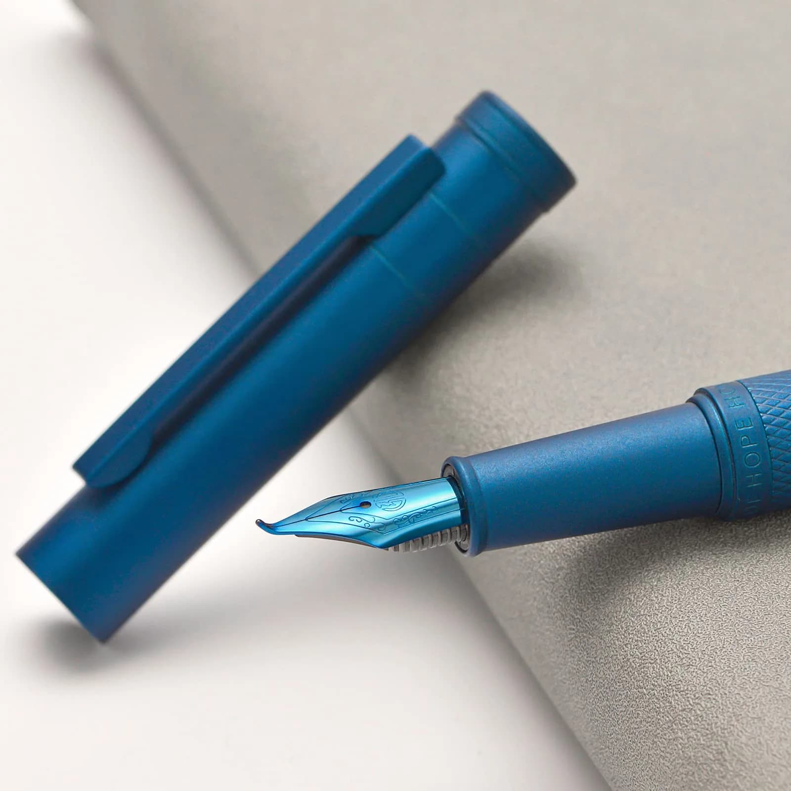 Asvine Dark Blue Fude Pen, Bent Nib Calligraphy Fountain Pen (Fine to Broad) with Converter and Metal Pen Case Set | Smooth Ink Flow Writing Instrument - view 4