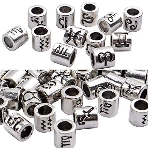 BronaGrand Craft Bead 60pcs Alloy Zodiac Spacer Beads | 4mm Large Hole for Jewelry DIY thumbnail 7