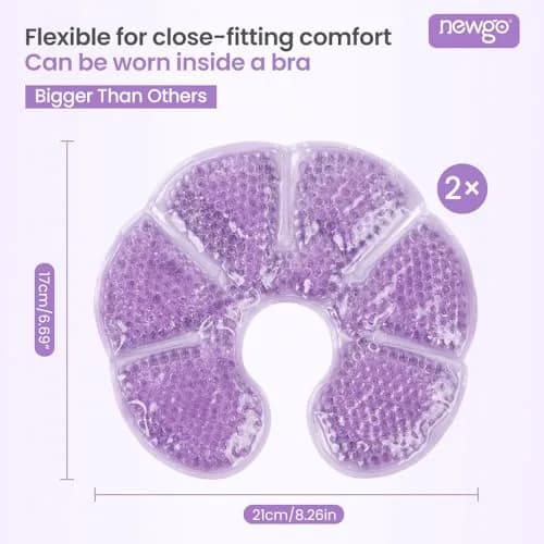 NEWGO Breast Ice Pack Hot/Cold Therapy 2 Pack | Flexible Gel Pad for Nursing & Post-Surgery Comfort thumbnail 4