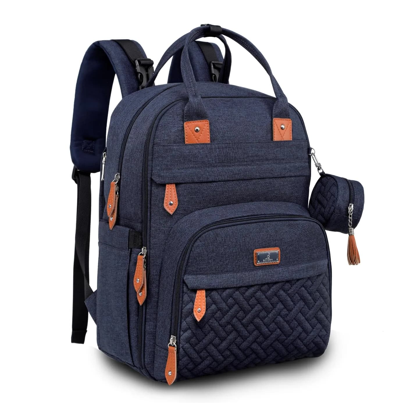 BabbleRoo Diaper Bag Backpack - Baby Essentials Travel Tote - Water Resistant, Multi Function, Navy Blue | 26L