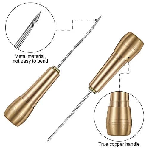 WILLBOND Canvas Leather Sewing Awl with Copper Handles | Hand Stitch Leather & Shoe Repair Tool thumbnail 5