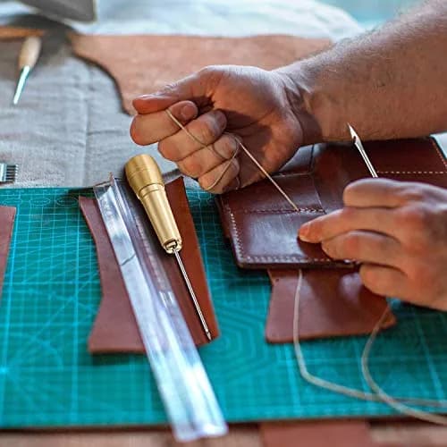 WILLBOND Canvas Leather Sewing Awl with Copper Handles | Hand Stitch Leather & Shoe Repair Tool thumbnail 7