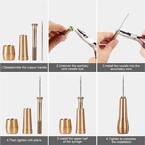 WILLBOND Canvas Leather Sewing Awl with Copper Handles | Hand Stitch Leather & Shoe Repair Tool thumbnail 3
