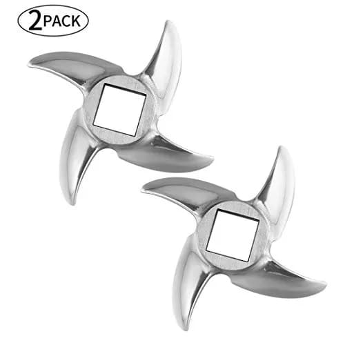 FanWayer #12 Meat Grinder Blade Replacement Knife Cutter (2-Pack, Silver) | Stainless Steel, 12.5mm Square Hole thumbnail 3