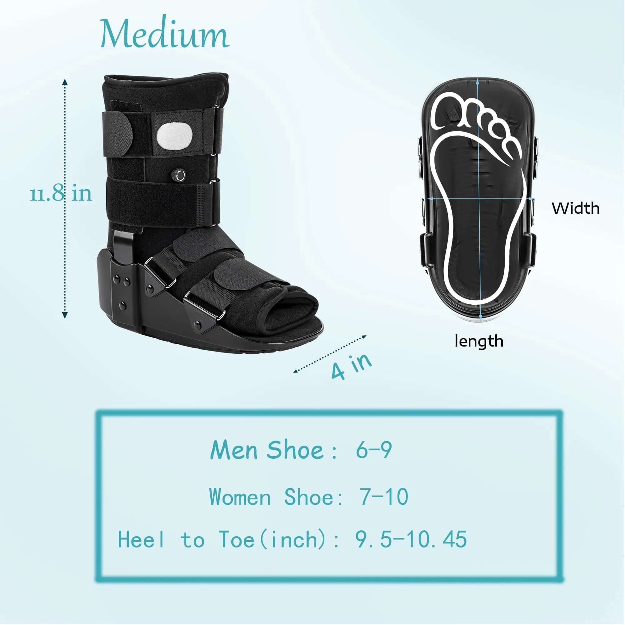 Medibot Advanced Walking Boot Medium Black | FDA Approved Adjustable Air Splint with Pump - view 6