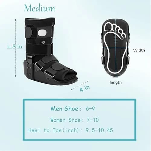 Medibot Advanced Walking Boot Medium Black | FDA Approved Adjustable Air Splint with Pump thumbnail 6