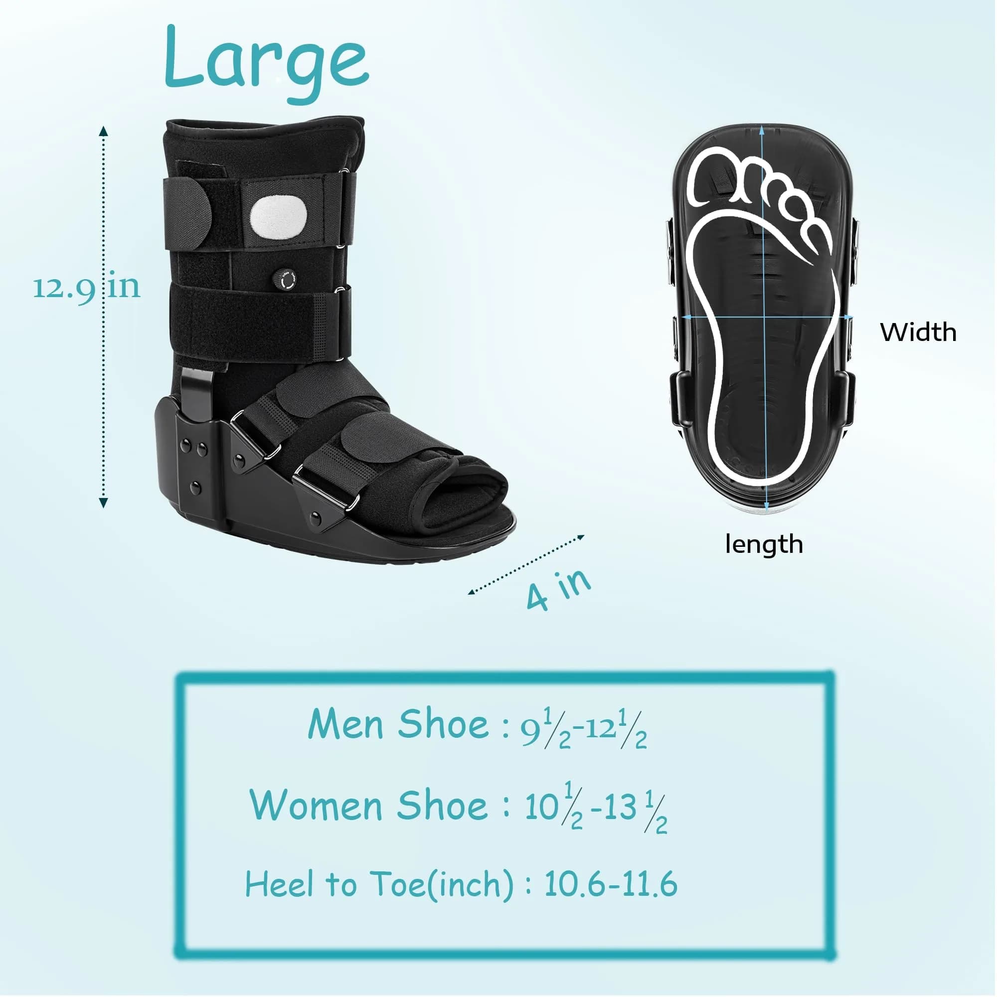 Medibot Advanced Walking Boot Black Large | FDA Approved Orthopedic Brace for Ankle Injuries - view 6