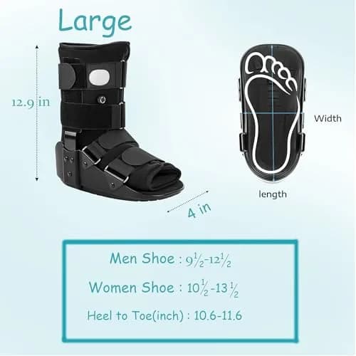 Medibot Advanced Walking Boot Black Large | FDA Approved Orthopedic Brace for Ankle Injuries thumbnail 6