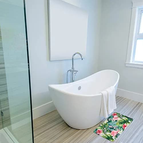 LIVILAN Tropical Leaf Bathroom Rug 40cm x 60cm | Soft Memory Foam, Quick Dry, Non-Slip PVC Backing thumbnail 7