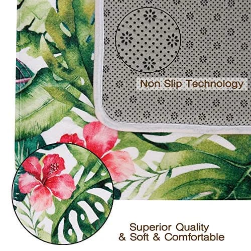 LIVILAN Tropical Leaf Bathroom Rug 40cm x 60cm | Soft Memory Foam, Quick Dry, Non-Slip PVC Backing thumbnail 2