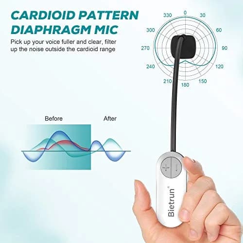 Bietrun UHF Wireless Headset Microphone System 17.5cm White | 165ft Range, 6H Battery, 2-in-1 Mic thumbnail 7
