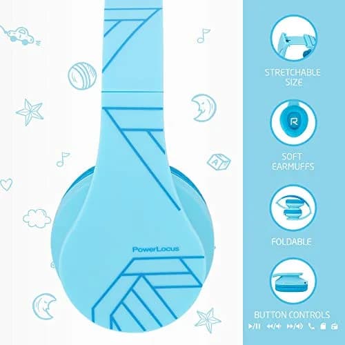 PowerLocus Kids Over-Ear Headphones Bluetooth Wireless 85DB | Safe, Foldable, 15H Play thumbnail 4