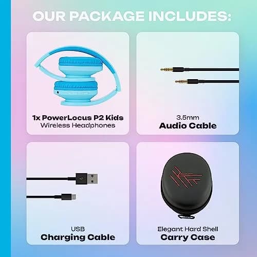 PowerLocus Kids Over-Ear Headphones Bluetooth Wireless 85DB | Safe, Foldable, 15H Play thumbnail 7