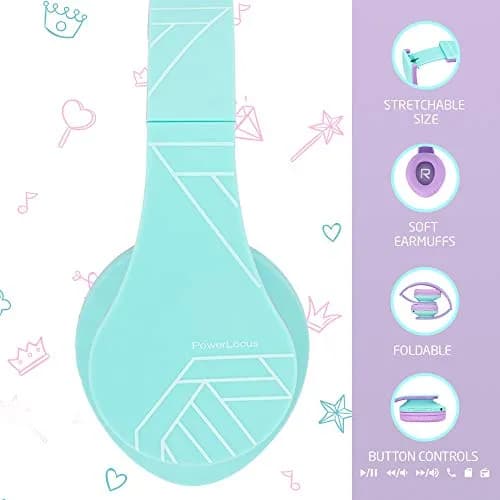 PowerLocus Kids Over-Ear Headphones Bluetooth Wireless | Safe 85DB, Foldable, 15H Play, Micro SD Mode thumbnail 5