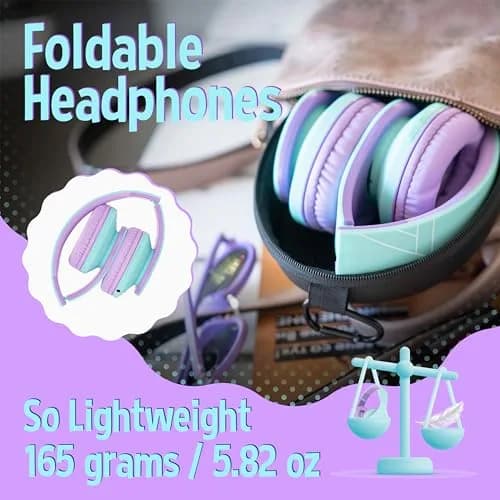 PowerLocus Kids Over-Ear Headphones Bluetooth Wireless | Safe 85DB, Foldable, 15H Play, Micro SD Mode thumbnail 4