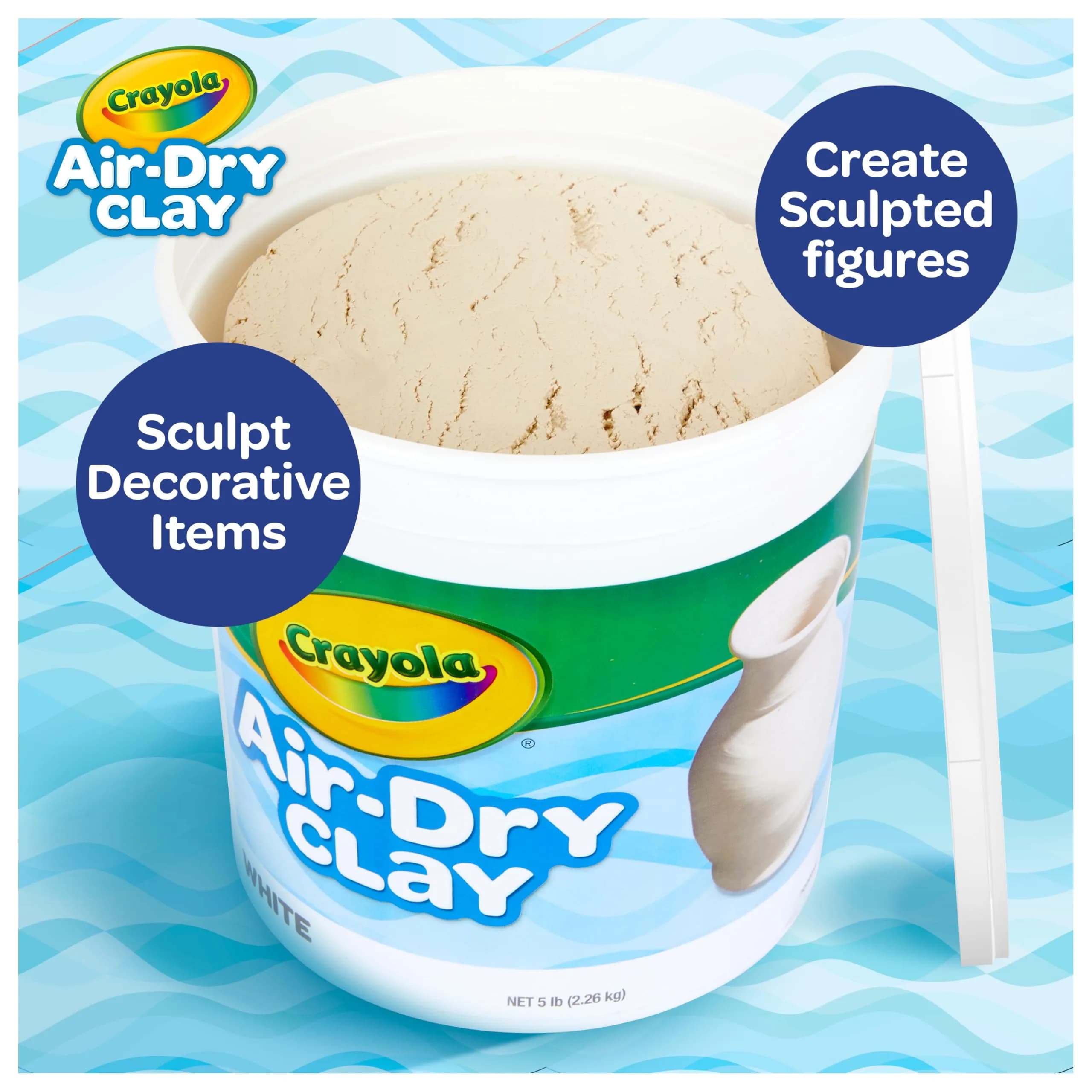 Crayola Air Dry Clay for Kids - White, 5 lb Bucket of Reusable Terra Cotta Clay for Sculpting | Non-Toxic Arts and Crafts Supplies - view 2