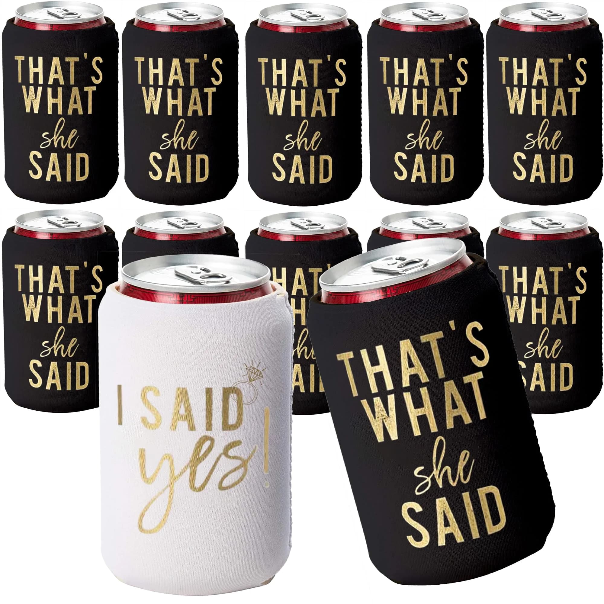 Your Dream Party Shop Black Beverage Insulator Set of 12 | Nashville Bachelorette Party Decor (Medium) - main product image