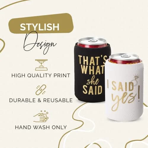 Your Dream Party Shop Black Beverage Insulator Set of 12 | Nashville Bachelorette Party Decor (Medium) thumbnail 2
