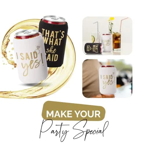 Your Dream Party Shop Black Beverage Insulator Set of 12 | Nashville Bachelorette Party Decor (Medium) thumbnail 3