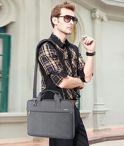 Voova 15.6 Inch Laptop Bag, Grey Shoulder Bag, MacBook Case | Water-Resistant & Organized thumbnail 2