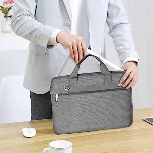 Voova 15.6 Inch Laptop Bag, Grey Shoulder Bag, MacBook Case | Water-Resistant & Organized thumbnail 3