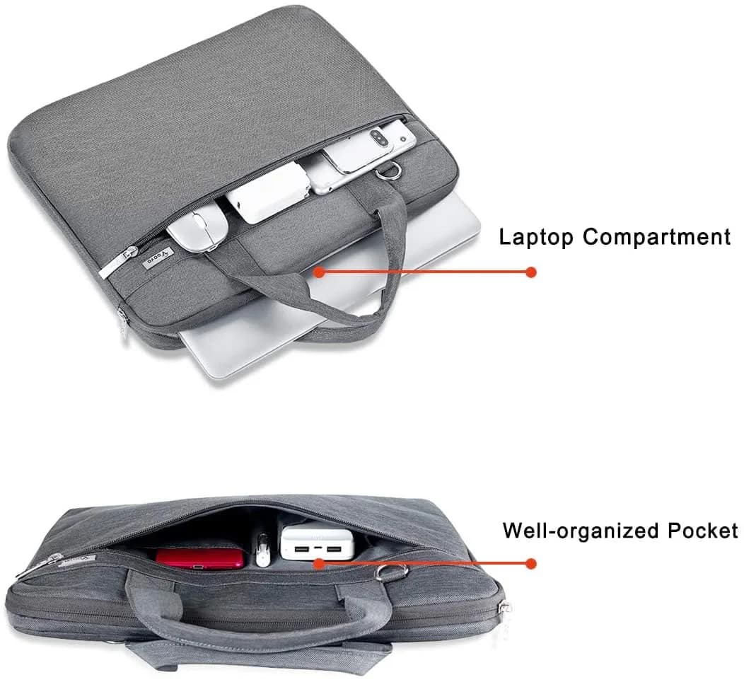 Voova 15.6 Inch Laptop Bag, Grey Shoulder Bag, MacBook Case | Water-Resistant & Organized - view 4