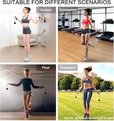 APLUGTEK Jump Rope Adjustable Weighted Cordless Fitness Rope for Men & Women | Tangle-Free, Portable thumbnail 7