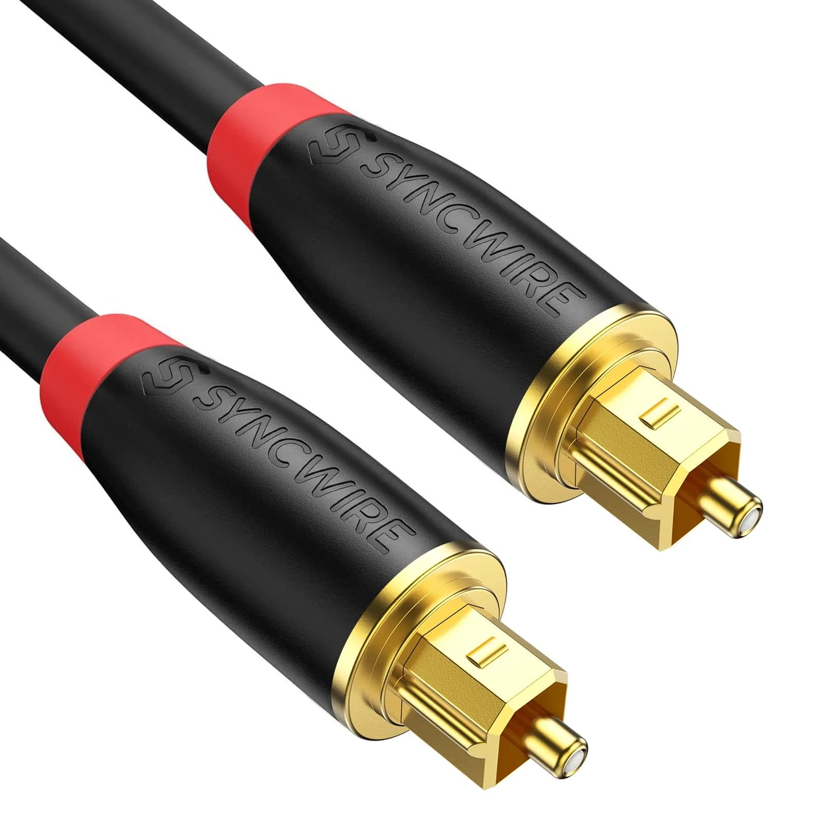SYNCWIRE Optical Audio Cable 1m (3.3ft) | Gold-Plated Toslink SPDIF Cord for Soundbar, TV, PS4, Xbox — 3.3 ft