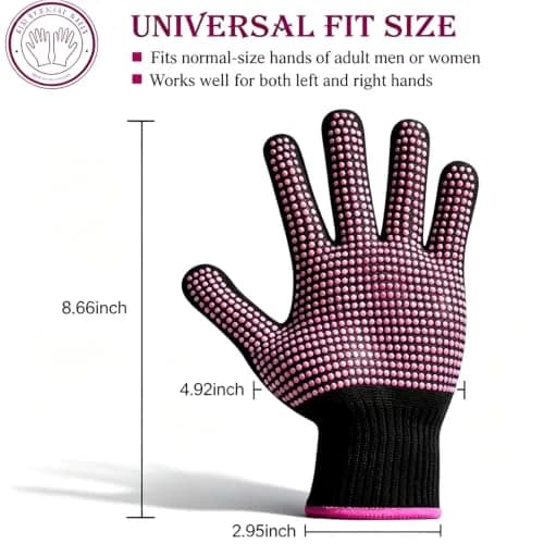 Sopito Heat Resistant Gloves for Hair Styling, Silicone Bump, 2Pcs Rose Red | Heatproof, Flexible & Breathable thumbnail 4
