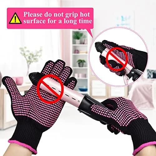 Sopito Heat Resistant Gloves for Hair Styling, Silicone Bump, 2Pcs Rose Red | Heatproof, Flexible & Breathable thumbnail 7