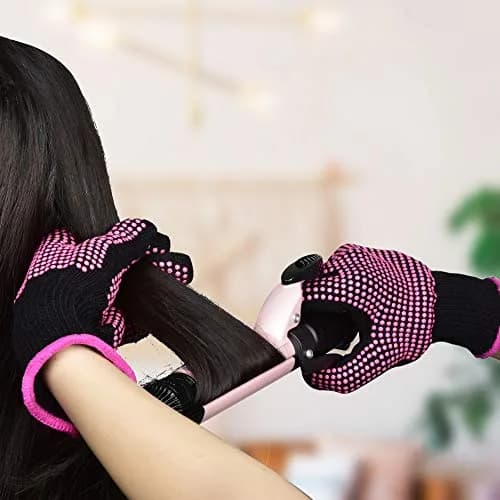 Sopito Heat Resistant Gloves for Hair Styling, Silicone Bump, 2Pcs Rose Red | Heatproof, Flexible & Breathable thumbnail 9