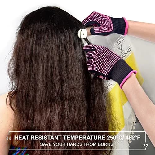 Sopito Heat Resistant Gloves for Hair Styling, Silicone Bump, 2Pcs Rose Red | Heatproof, Flexible & Breathable thumbnail 2