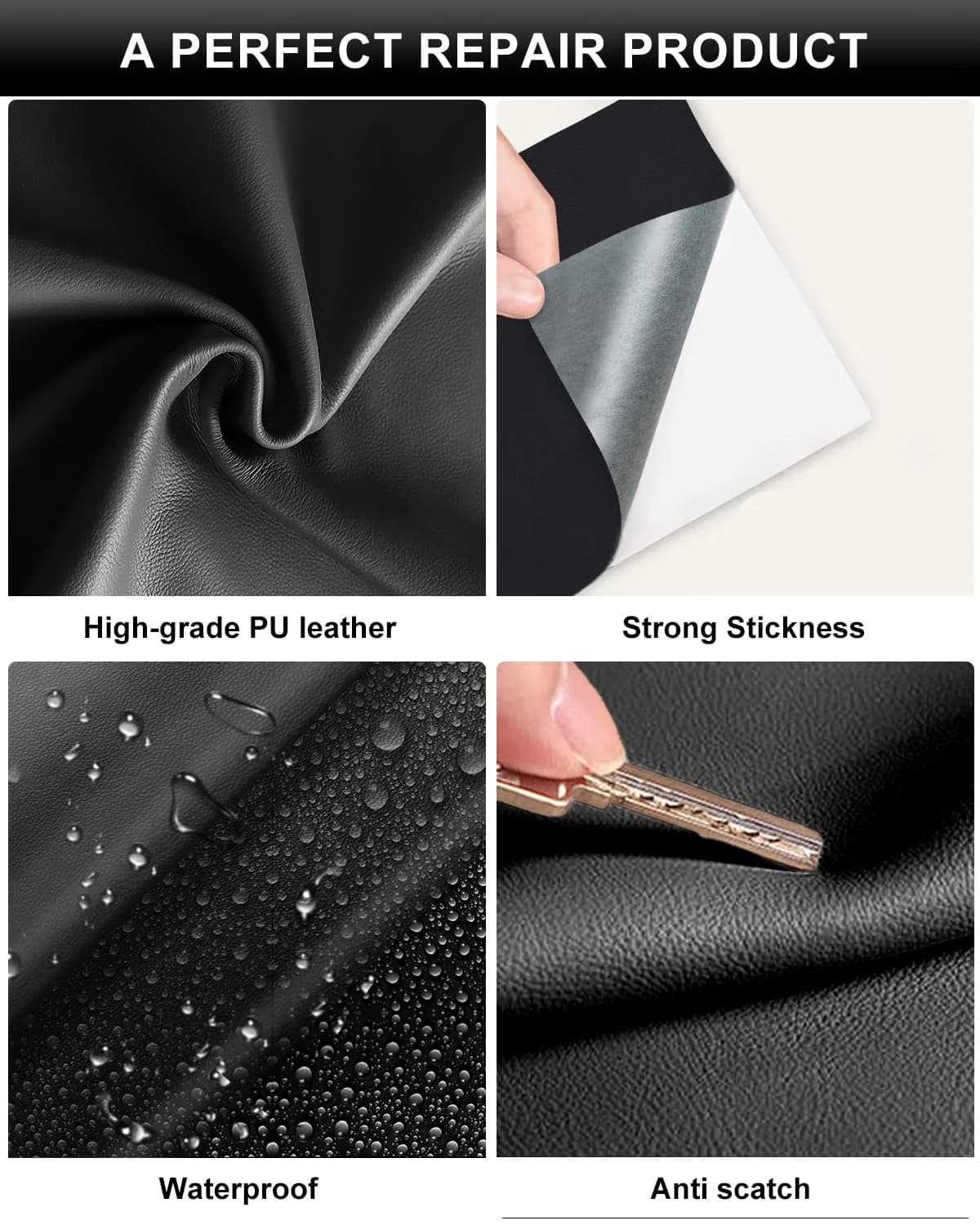 Numola Leather Repair Patch 3x4 Inch Medium Brown | Self-Adhesive for Bags, Sofas, Cars - view 4