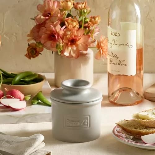 Butter Bell Crock by L. Tremain French Ceramic Butter Keeper, Stone | Keeps Butter Fresh & Spreadable Without Refrigeration thumbnail 4