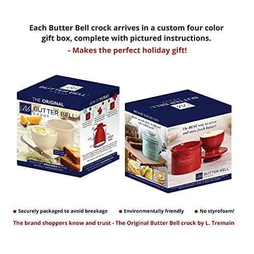 Butter Bell Crock by L. Tremain French Ceramic Butter Keeper, Stone | Keeps Butter Fresh & Spreadable Without Refrigeration thumbnail 6
