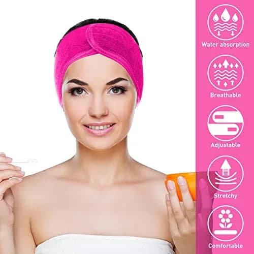 Denfany Soft Terry Cloth Spa Headband | Adjustable & Washable for Face Washing, Yoga, Makeup Removal thumbnail 4